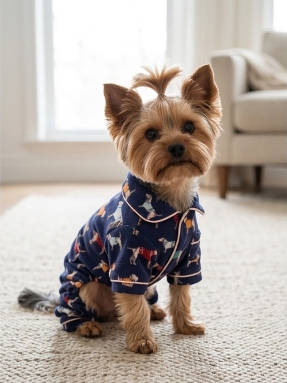 Harry Barker XS Navy Dog Pajamas – Dog Print Fleece PJs Small Pet